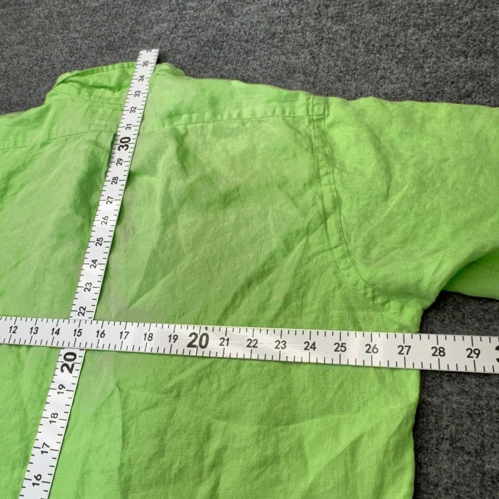 Vintage Polo Ralph Lauren Linen Shirt Mens XL Green Button Up Short Sleeve 90s